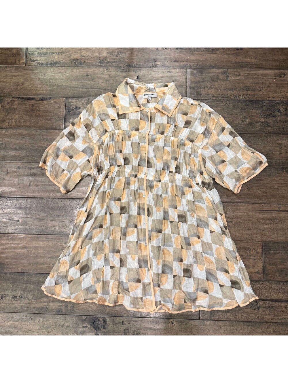 Opening Ceremony sheer gauze babydoll shirtdress